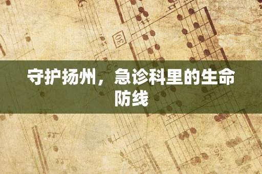 守护扬州，急诊科里的生命防线
