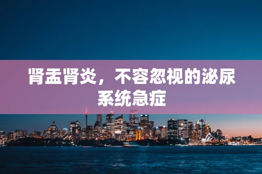 肾盂肾炎，不容忽视的泌尿系统急症