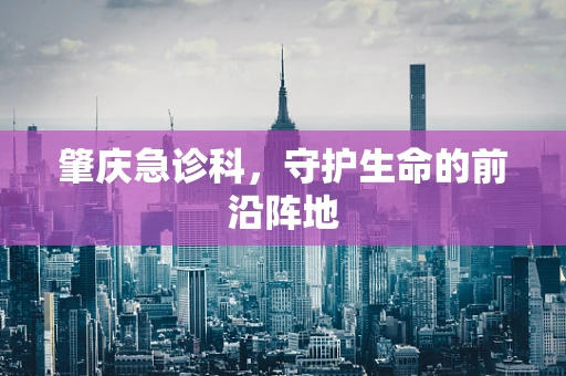 肇庆急诊科，守护生命的前沿阵地