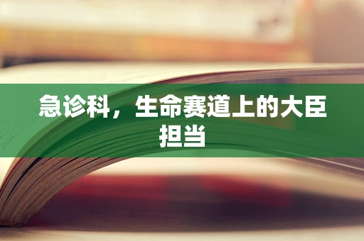 急诊科，生命赛道上的大臣担当