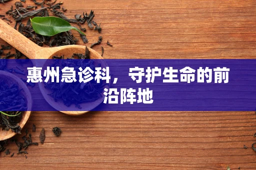 惠州急诊科，守护生命的前沿阵地